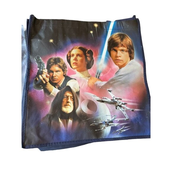 Star Wars Reusable Tote Bags Set Of 5 Featuring Yoda Darth Vader R2-D2 C-3PO & L - Picture 7 of 8